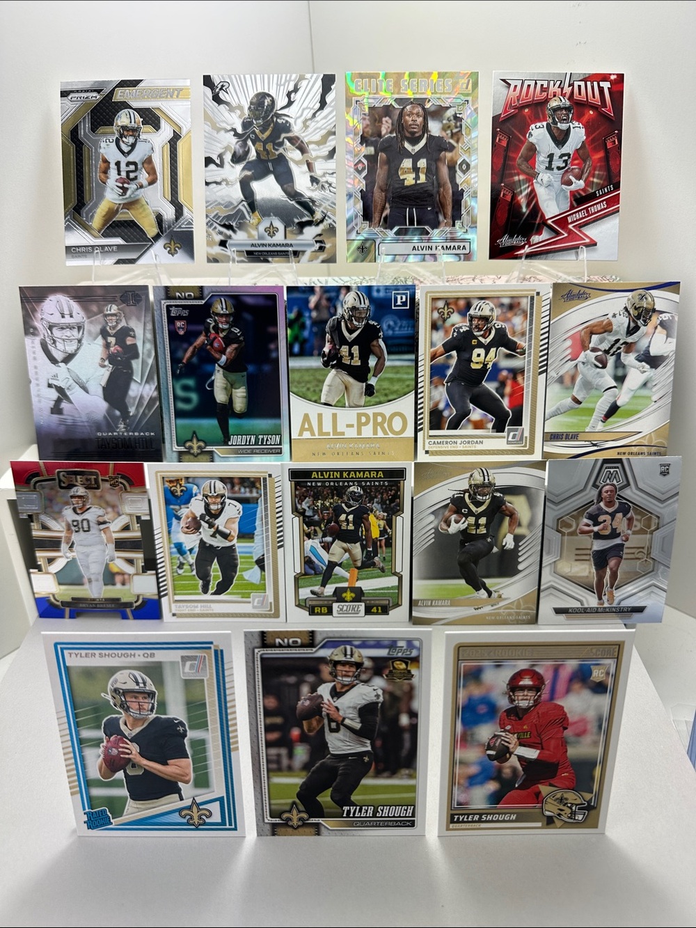 Tyler Shough/Jordyn Tyson Rookies Saints lot of 17 + Alvin Kamara/Chris Olave